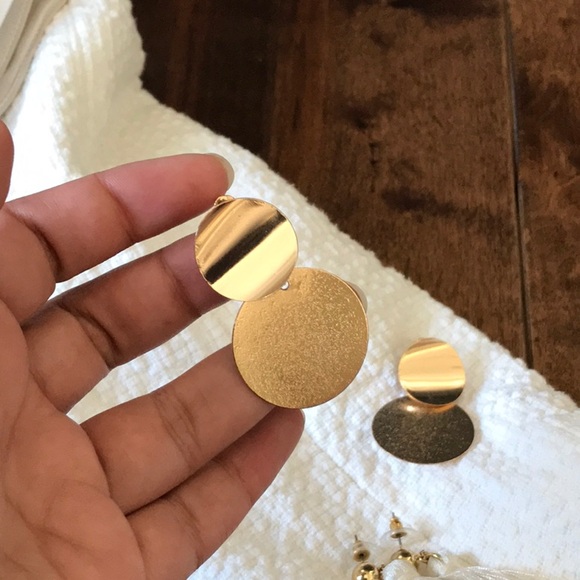 Gold Statement Earrings- Set of 2 - Picture 4 of 6